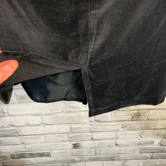 Vintage 80s 90s Black Velvet High Rise Straight Pencil Skirt - Picture 6 of 11